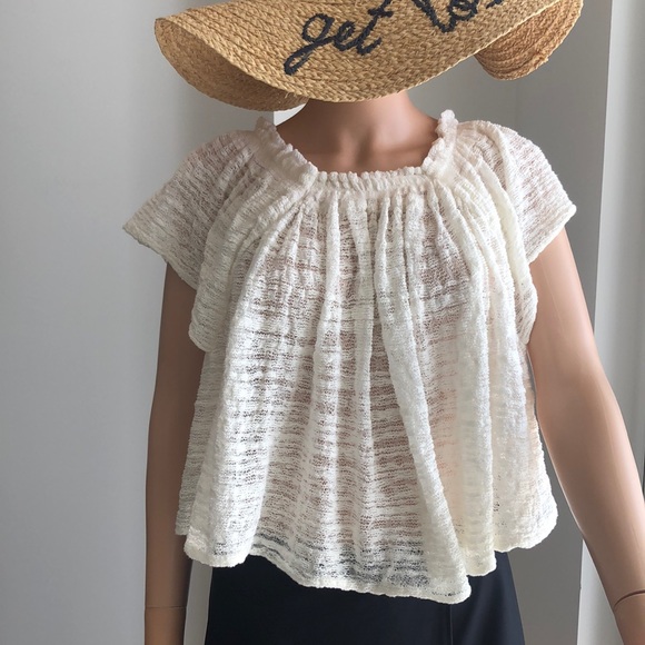 FREE PEOPLE OPEN STITCH CROPPED KNIT IN IVORY - Picture 2 of 7